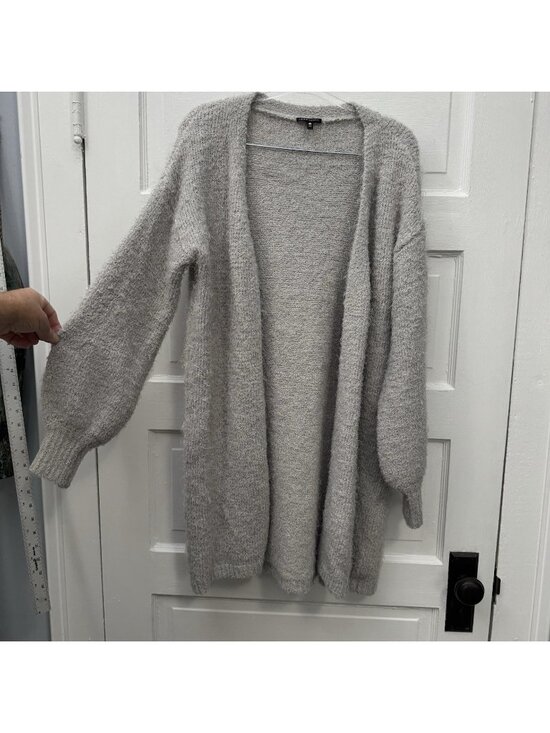 Tart Sweaters - Tart Intimates Womens XL Gray Fuzzy Long Cardigan Balloon Sleeve Pockets